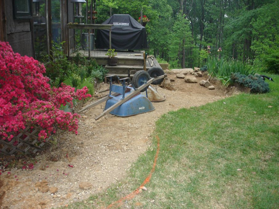 The new patio area just after excavation